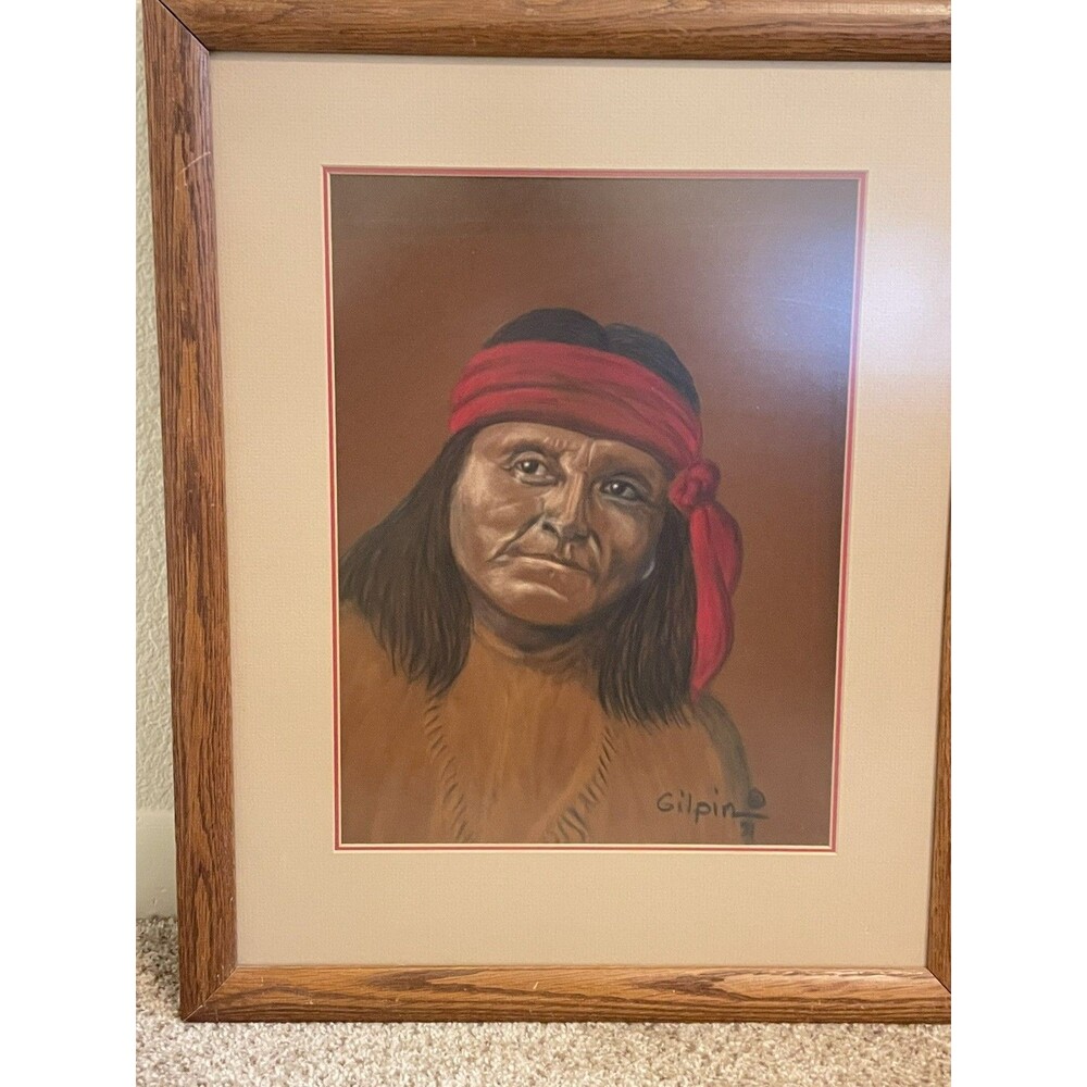 Geronimo Native Apache War Chief Picture 18" x 22" Framed Gilpin